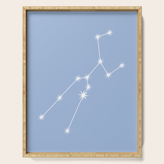 Taurus Zodiac Star Constellation Line Art Sky Blue Serving Tray Gallery Image 1