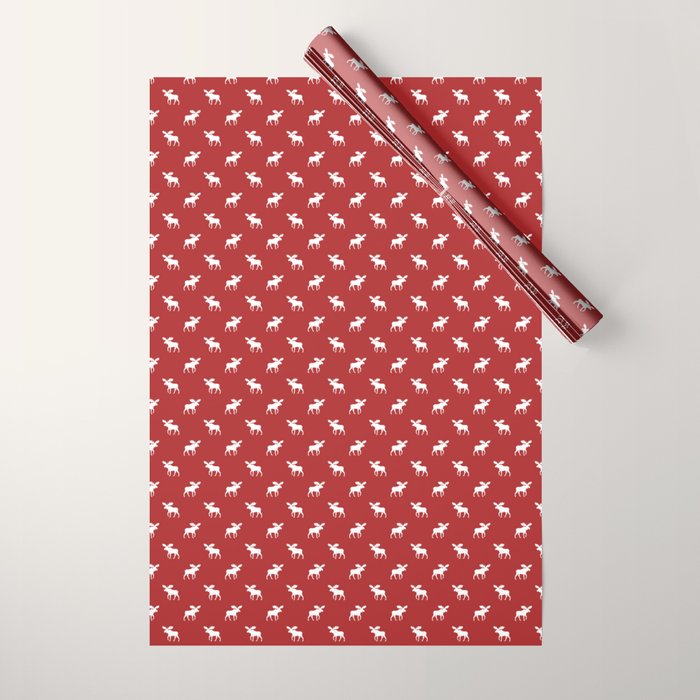 White Moose Silhouette Wrapping Paper Gallery Image 1