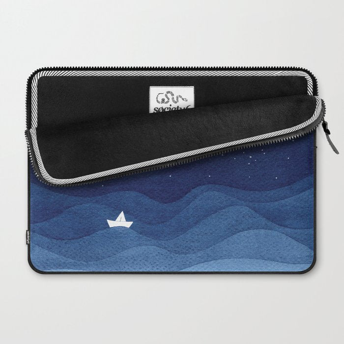 blue ocean waves, sailboat ocean stars Laptop Sleeve Gallery Image 2
