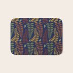 Leaf Fronds in Fall Colors on Navy Blue Bath Mat Gallery Image 1