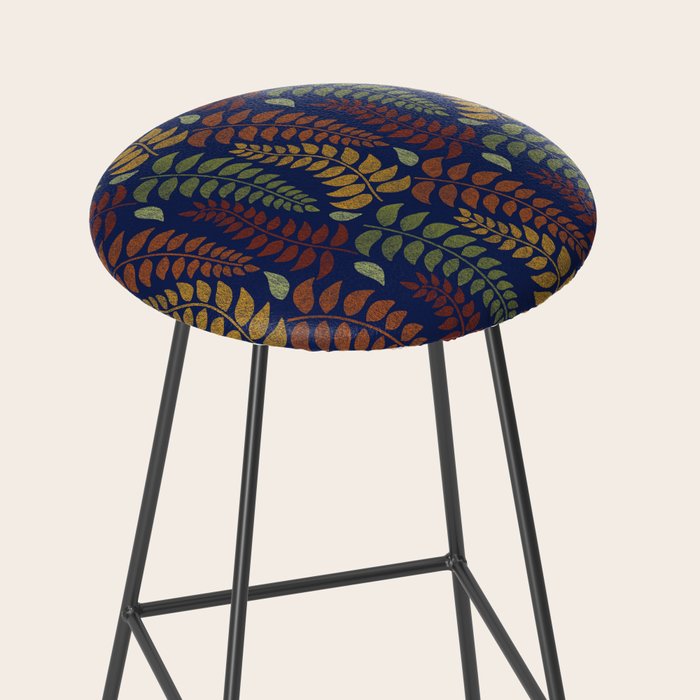 Leaf Fronds in Fall Colors on Navy Blue Stool Gallery Image 2