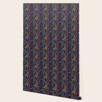 Leaf Fronds in Fall Colors on Navy Blue Wallpaper Gallery Image 2