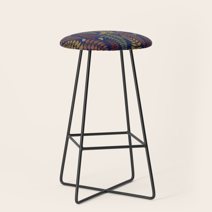 Leaf Fronds in Fall Colors on Navy Blue Stool Gallery Image 1