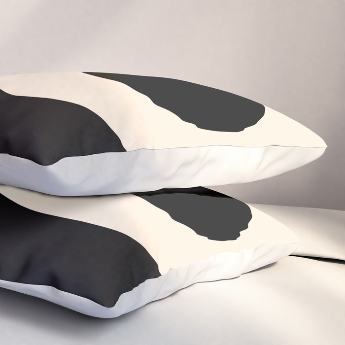Nami Wave Sun Moon Minimalist Abstract Pattern in Black and Almond Cream Pillow Sham Gallery Image 3
