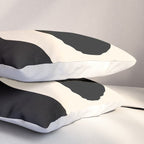 Nami Wave Sun Moon Minimalist Abstract Pattern in Black and Almond Cream Pillow Sham Gallery Image 3