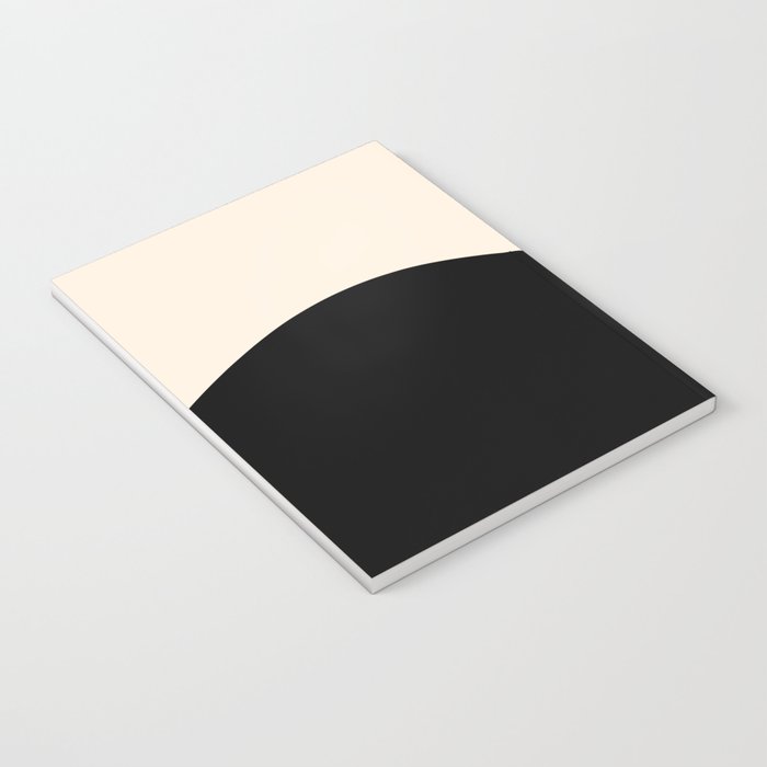 Nami Wave Sun Moon Minimalist Abstract Pattern in Black and Almond Cream Notebook Gallery Image 3