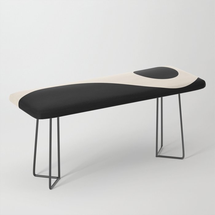 Nami Wave Sun Moon Minimalist Abstract Pattern in Black and Almond Cream Bench Gallery Image 1