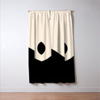 Nami Wave Sun Moon Minimalist Abstract Pattern in Black and Almond Cream Window Curtain Gallery Image 3