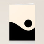 Nami Wave Sun Moon Minimalist Abstract Pattern in Black and Almond Cream Stationery Card Gallery Image 2