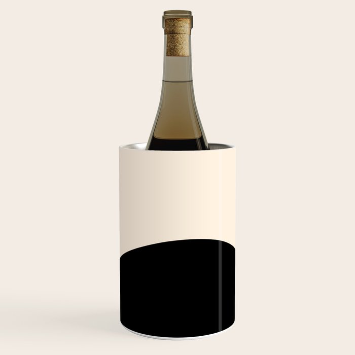 Nami Wave Sun Moon Minimalist Abstract Pattern in Black and Almond Cream Wine Chiller Gallery Image 2