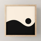 Nami Wave Sun Moon Minimalist Abstract Pattern in Black and Almond Cream Mini Art Print Gallery Image 1