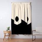 Nami Wave Sun Moon Minimalist Abstract Pattern in Black and Almond Cream Window Curtain Gallery Image 5