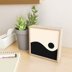 Nami Wave Sun Moon Minimalist Abstract Pattern in Black and Almond Cream Mini Art Print Gallery Image 2