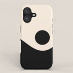 Nami Wave Sun Moon Minimalist Abstract Pattern in Black and Almond Cream iPhone Case Gallery Image 1