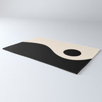 Nami Wave Sun Moon Minimalist Abstract Pattern in Black and Almond Cream Rug Gallery Image 3