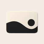 Nami Wave Sun Moon Minimalist Abstract Pattern in Black and Almond Cream Bath Mat Gallery Image 1