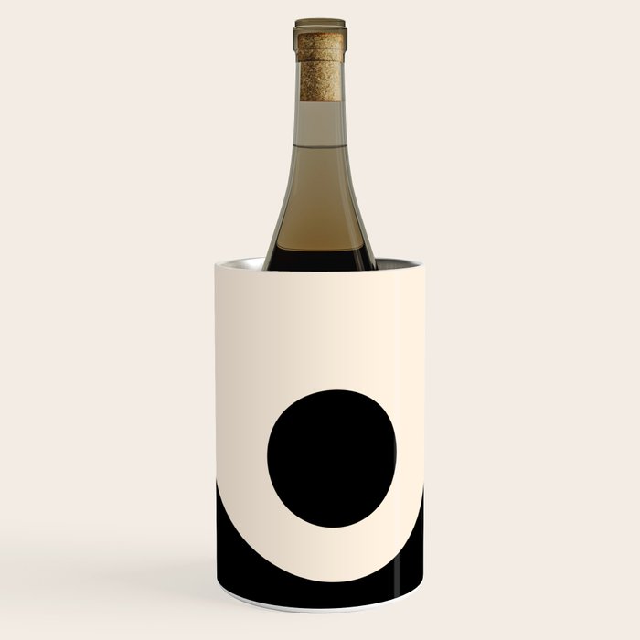 Nami Wave Sun Moon Minimalist Abstract Pattern in Black and Almond Cream Wine Chiller Gallery Image 3