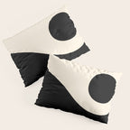 Nami Wave Sun Moon Minimalist Abstract Pattern in Black and Almond Cream Pillow Sham Gallery Image 3