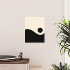 Nami Wave Sun Moon Minimalist Abstract Pattern in Black and Almond Cream Poster Gallery Image 2