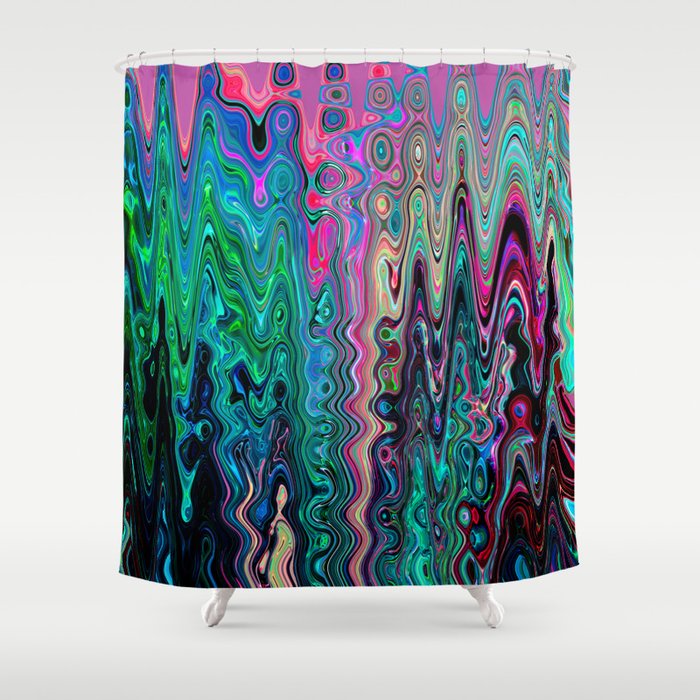 Radiant Resonance Colorful Psychedelic Distorted Paint Shower Curtain Gallery Image 1