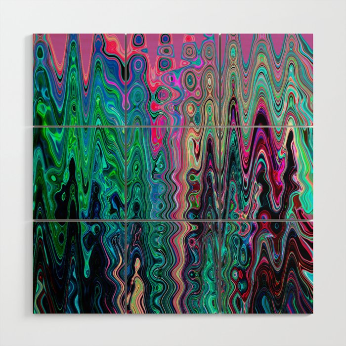 Radiant Resonance Colorful Psychedelic Distorted Paint Wood Wall Art Gallery Image 1