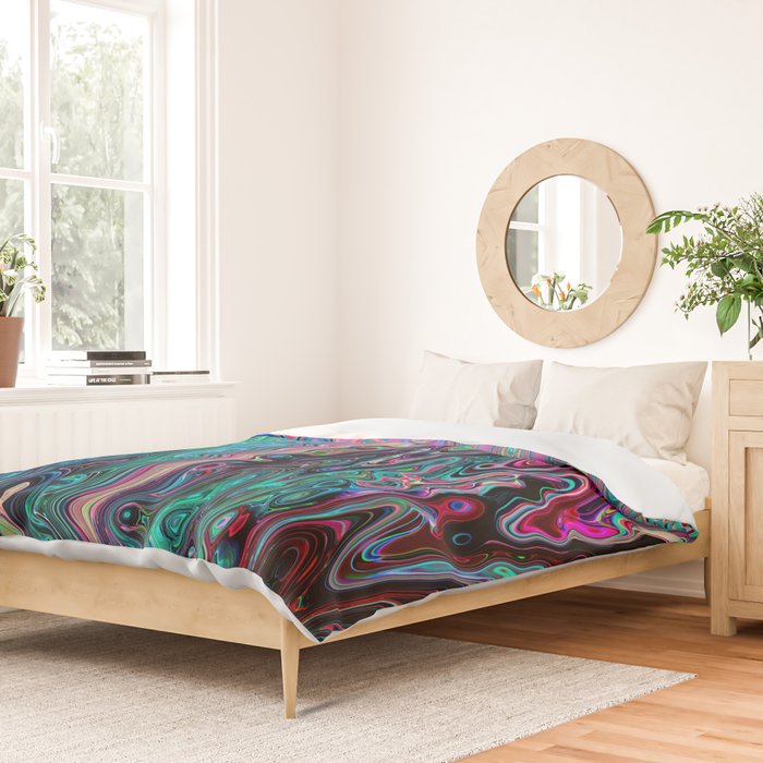 Radiant Resonance Colorful Psychedelic Distorted Paint Duvet Cover Gallery Image 2