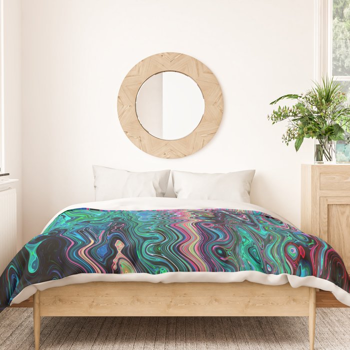 Radiant Resonance Colorful Psychedelic Distorted Paint Duvet Cover Gallery Image 3