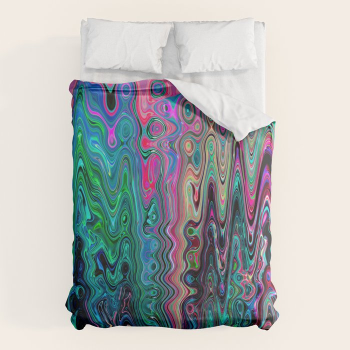 Radiant Resonance Colorful Psychedelic Distorted Paint Duvet Cover Gallery Image 1