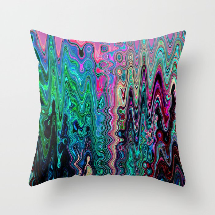Radiant Resonance Colorful Psychedelic Distorted Paint Throw Pillow Gallery Image 6