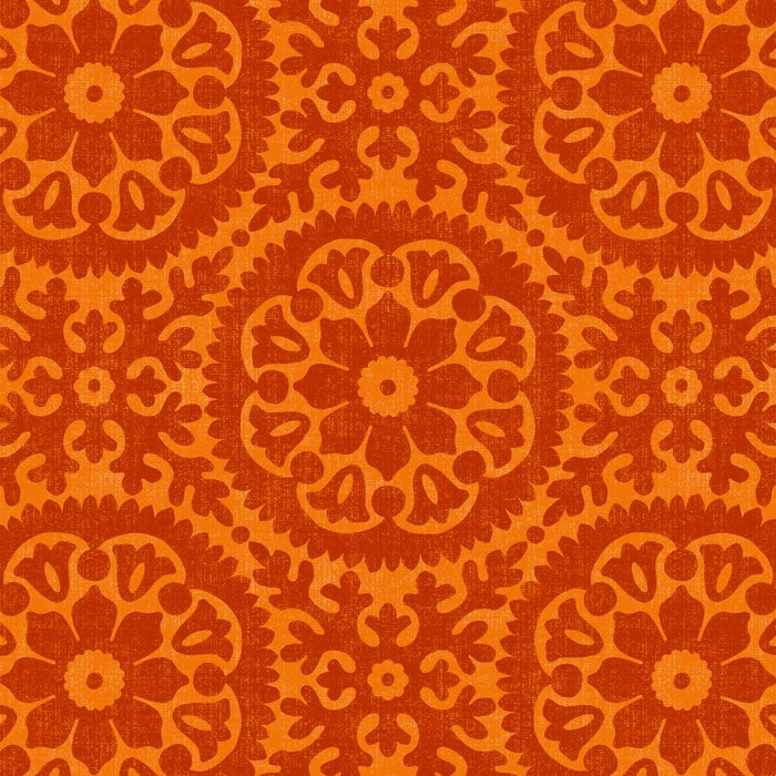Folk Art Mandala - orange and red Coffee Mug Gallery Image 2