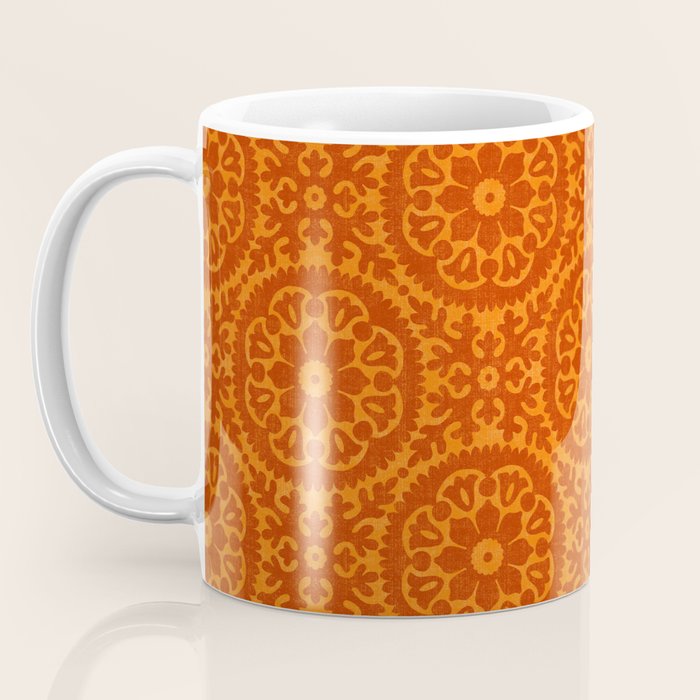 Folk Art Mandala - orange and red Coffee Mug Gallery Image 3