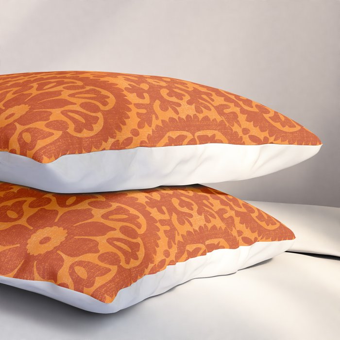Folk Art Mandala - orange and red Pillow Sham Gallery Image 3