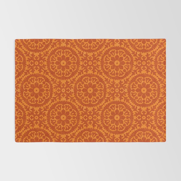 Folk Art Mandala - orange and red Rug Gallery Image 2