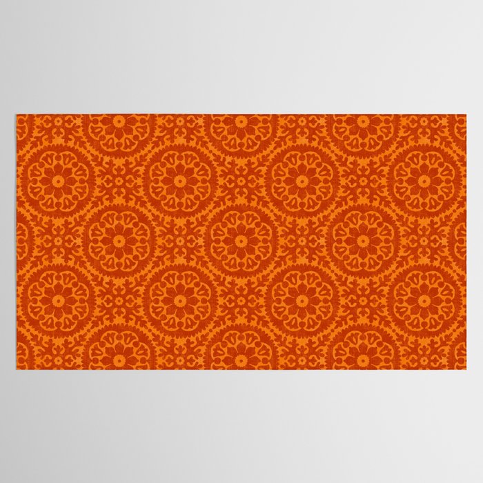 Folk Art Mandala - orange and red Tablecloth Gallery Image 2