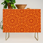 Folk Art Mandala - orange and red Credenza Gallery Image 1
