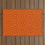 Folk Art Mandala - orange and red Outdoor Rug Gallery Image 1