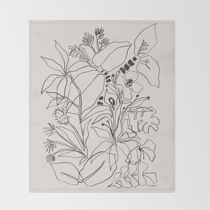 Charcoal Tropics Throw Blanket Gallery Image 2