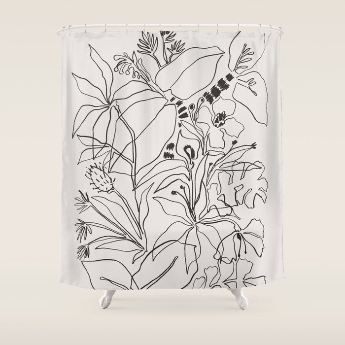 Charcoal Tropics Shower Curtain Gallery Image 1