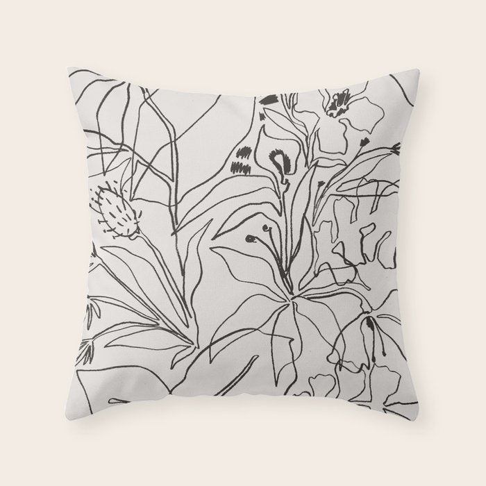 Charcoal Tropics Throw Pillow Gallery Image 6