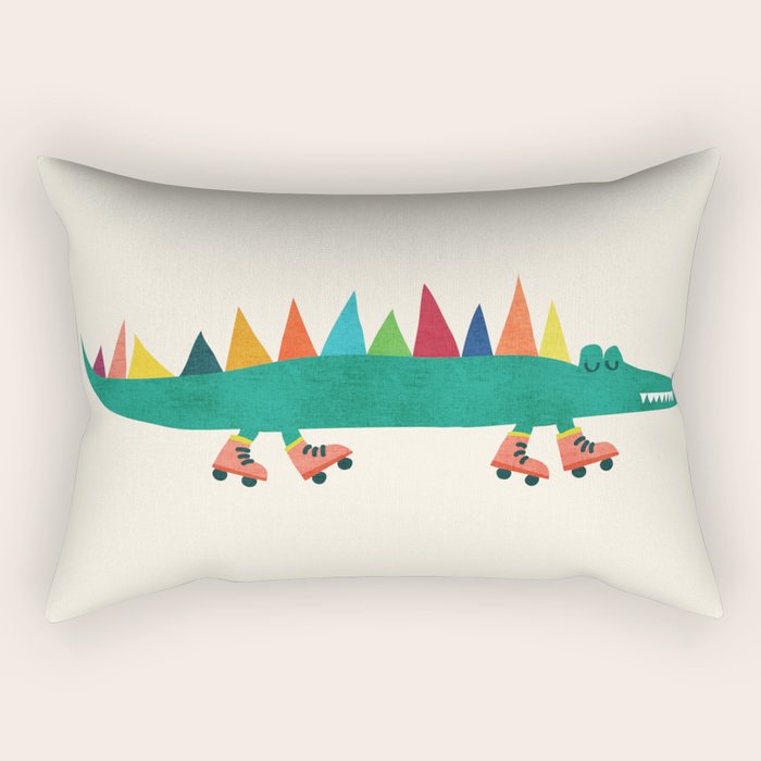 Crocodile on Roller Skates Rectangular Pillow Gallery Image 1