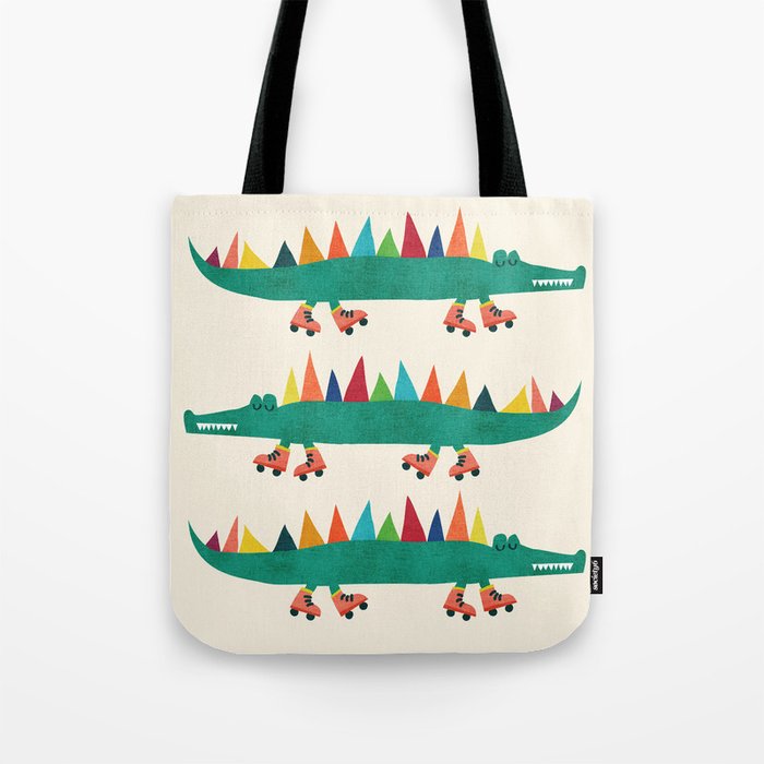 Crocodile on Roller Skates Tote Bag Gallery Image 1