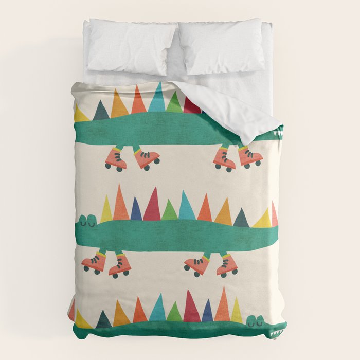 Crocodile on Roller Skates Duvet Cover Gallery Image 1