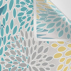 Garden Florals, Yellow, Teal, Gray Wall Tapestry Gallery Image 3