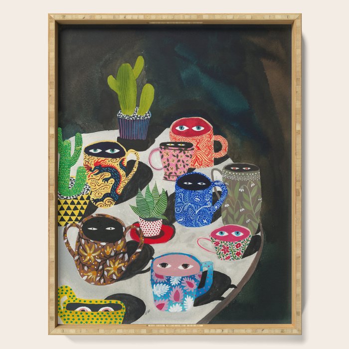 Suspicious mugs Serving Tray Gallery Image 1