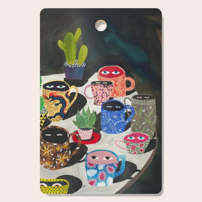 Suspicious mugs Cutting Board Gallery Image 1