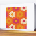 Such Cute Flowers Retro Floral Pattern in 60s 70s Pink Orange Mustard Cream Wall Mural Gallery Image 2