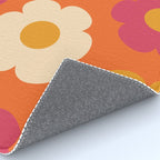 Such Cute Flowers Retro Floral Pattern in 60s 70s Pink Orange Mustard Cream Rug Gallery Image 4
