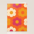Such Cute Flowers Retro Floral Pattern in 60s 70s Pink Orange Mustard Cream Stationery Card Gallery Image 2