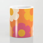 Such Cute Flowers Retro Floral Pattern in 60s 70s Pink Orange Mustard Cream Coffee Mug Gallery Image 4