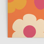 Such Cute Flowers Retro Floral Pattern in 60s 70s Pink Orange Mustard Cream Poster Gallery Image 3